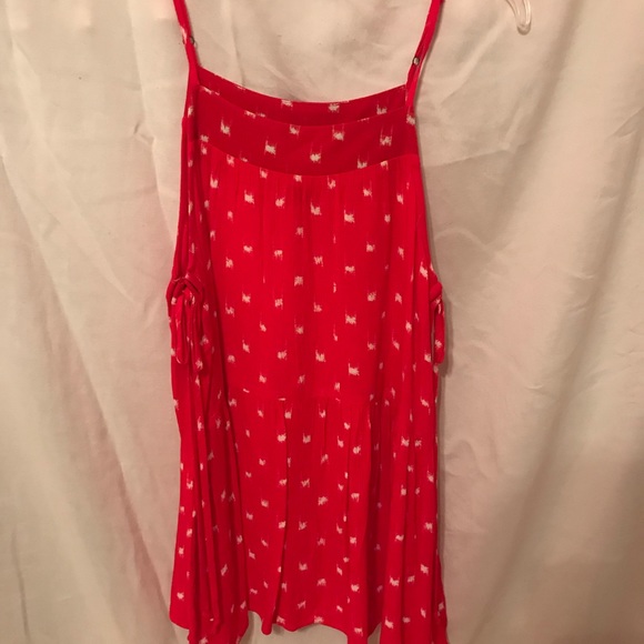 Red and white tank top  with ties on sides - Picture 1 of 2